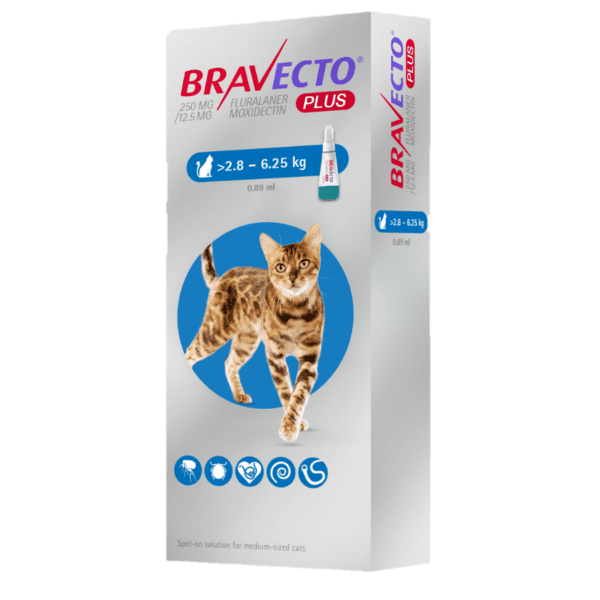 Bravecto Plus 250mg Spot On Cats (2.8-6.25kg)