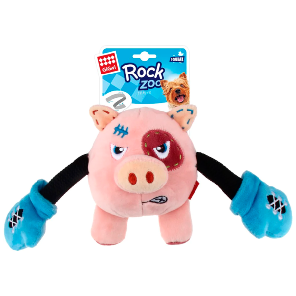 GiGwi Rock Zoo King Boxer Pig with Squeaker