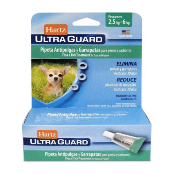 Hartz Ultra Guard Pipeta Antipulgas y Garrapata para Perros 2.5 – 6 Kg