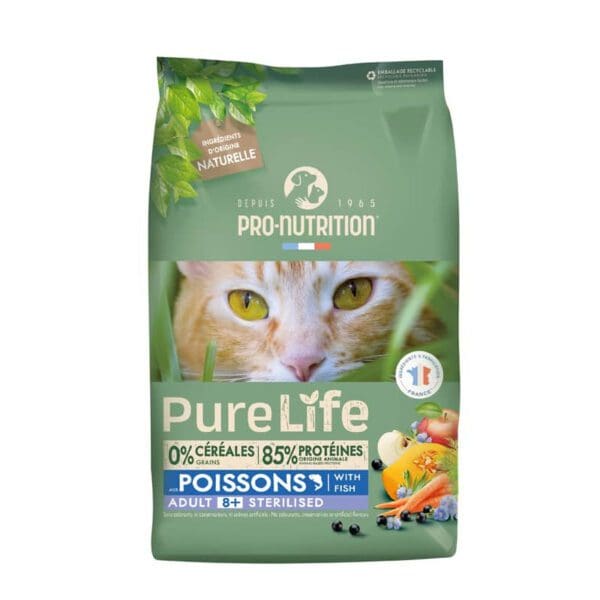 Pure Life Grain-Free Gatos Senior Esterilizados 8+ Pescados