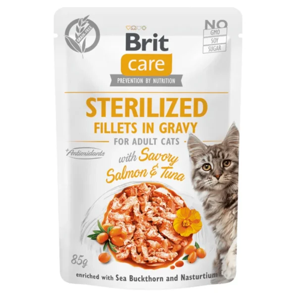 Brit Care Cat Grain-Free Fillets in Gravy with Savory Salmon & Tuna – Sterilized Cats