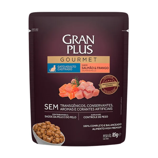 Gran Plus Gourmet Gato Adulto Salmon y Pollo Pouch 85g